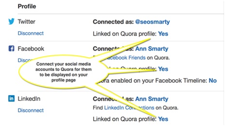 social account connect with quora